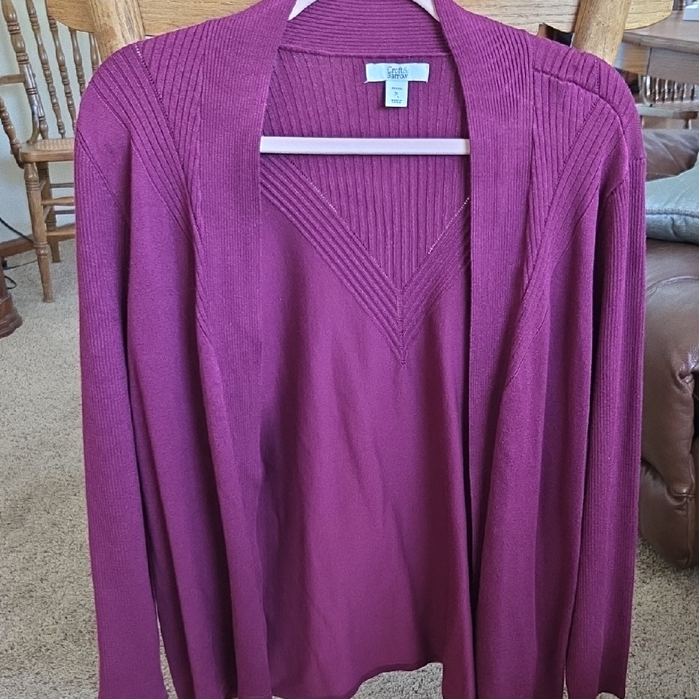 Sag Harbor Women's Burgundy Cardigan Sweater